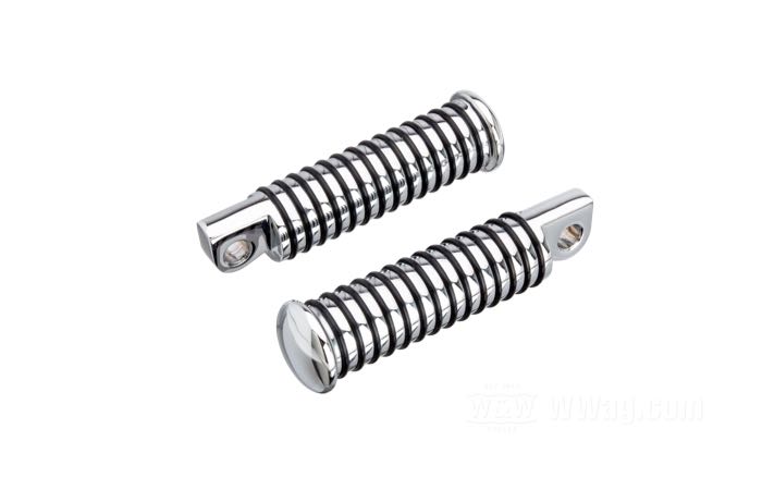 Passenger pegs »Sundance«; for 7/16“ female mounts with equal legs; steel / rubber, chrome-plated; length: 126 mm; Ø 29 mm; gross weight: 800 g