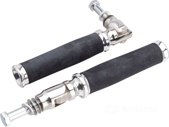 Estriberas del piloto »Round-Style« de Performance Machine; aluminio macizo, pulido, plegable; rosca: 3/8”-16; EE. UU.; peso bruto: 280 g