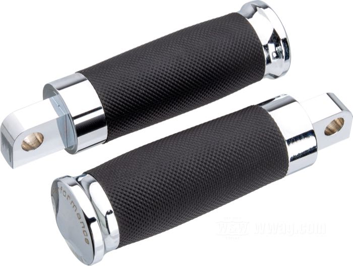 Footpegs »Rubber-Wrapped« by Performance Machine; for 7/16“ female mounts with equal legs; billet aluminum, chrome-plated; length: 105 mm; Ø 36 mm; USA; gross weight: 535 g