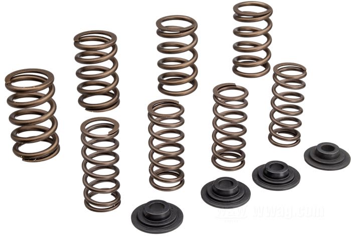 Ressorts de soupape de Manley; adaptable à Evo Big Twin et XL, Twin Cam 88; cuvette ressort: acier; acier à ressort; levée max.: 0.550 ”; pression soupape fermée: 184 lbs; pression soupape ouverte: 360 lbs; poids brut: 580 g