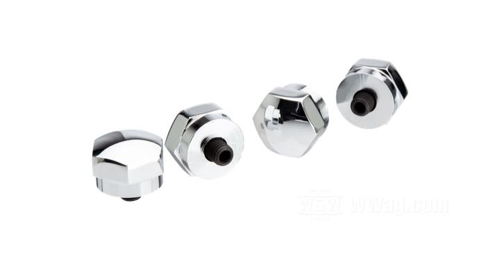 Kit de visserie »Custom Knucklehead Style« de Colony; pour Axe de culbuteur; adaptable à Shovelhead 1966-début 1971, Sportster 1957-début 1971; droit; acier, chromé; tête Acorn hexagonale; filetage: 5/16”-24; remplace OEM HD 17448-57; USA; poids brut: 230 g