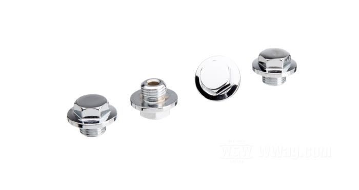 Bolt/screw kit »Custom Hex Head« by Colony; for Rocker arm shaft; fits Shovelhead 1971-1984, Sportster 1971-1985; right; steel, chrome-plated; cap hex head; thread: 1/2”-20; replaces OEM HD 17448-71A; USA; gross weight: 90 g