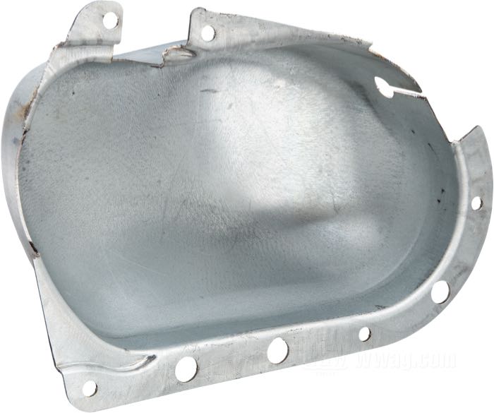 Cover by The Cyclery; for Oil pump; fits IOE standard & L motors late 1928-1929; steel, bare; replaces OEM HD 721-28, and 721-29; gross weight: 240 g