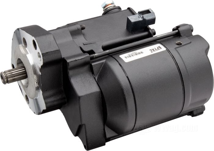 Démarreur de Spyke; adaptable à Big Twin 1989-1993 (sauf FLT); noir; 1.4 kW; poids brut: 4.13 kg