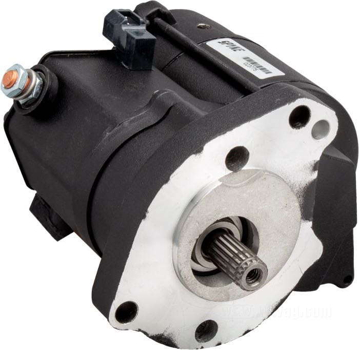 Démarreur de Spyke; adaptable à Big Twin 1989-1993 (sauf FLT); noir; 1.4 kW; poids brut: 4.13 kg