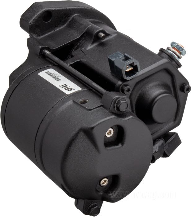 Démarreur de Spyke; adaptable à Big Twin 1989-1993 (sauf FLT); noir; 1.4 kW; poids brut: 4.13 kg