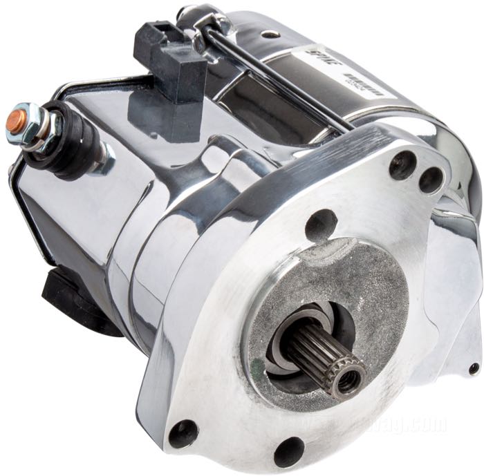 Motor de arranque de Spyke; apropiado para Big Twin 1989-1993 (salvo FLT); pulido; 1.4 kW; peso bruto: 4.19 kg