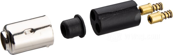 Plug by Samwel Supplies; for Blackout Taillights WLA 1940-1941; double contact; steel / plastic / rubber / brass; replaces OEM HD 5078-42; gross weight: 10.8 g