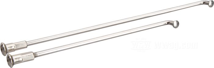 Raggi »1-over-2«; acciaio inox, lucidato; lunghezza L1: 175; lunghezza L2: 120; filettatura: 10G-40; per semitamburo con mozzo anteriore 750 cc; per cerchi a canale profondo 16
