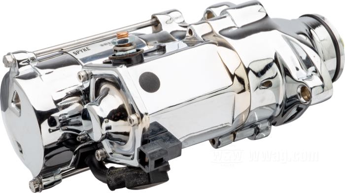 Motor de arranque de Spyke; apropiado para Dyna 2006, todos los modelos Twin Cam 96  2007→; cromado; 1.4 kW; peso bruto: 4.3 kg