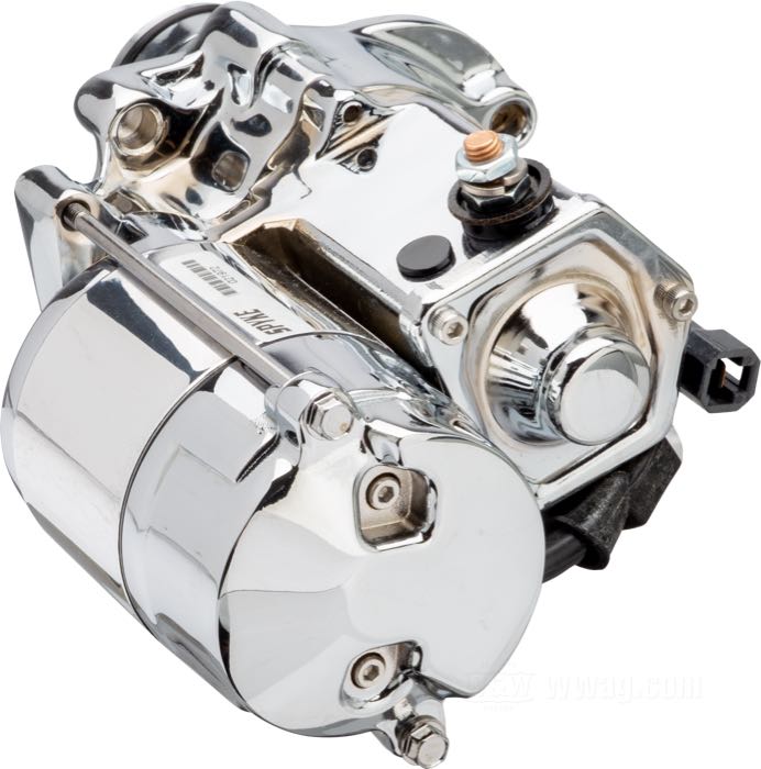 Motor de arranque de Spyke; apropiado para Dyna 2006, todos los modelos Twin Cam 96  2007→; cromado; 1.4 kW; peso bruto: 4.3 kg