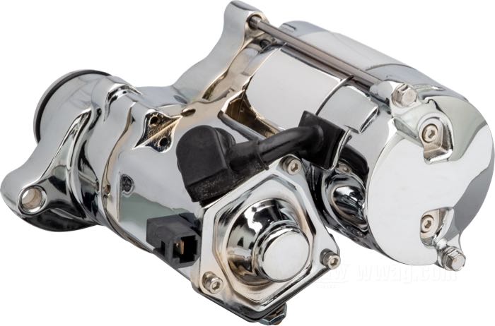 Motor de arranque de Spyke; apropiado para Dyna 2006, todos los modelos Twin Cam 96  2007→; cromado; 1.4 kW; peso bruto: 4.3 kg