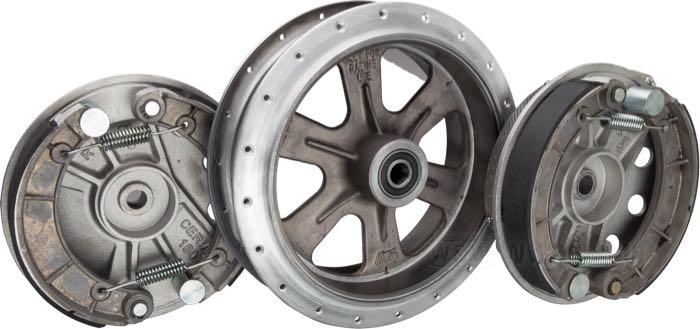 Trommelbremse »Ceriani 180« von Cafe Racer Suspension; Aluminiumguss, Maschinenfinish, passende Radachse Ø: 17 mm; Breite: 122 mm; Montageposition: vorne; ID x AD: 180 x 236 mm; Anzahl Speichenbohrungen: 40; Europa; Bruttogewicht: 6.3 kg