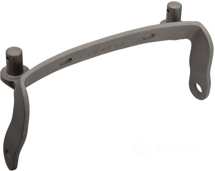 Bracket by LeBeeF; for Passenger pegs / Seat Springs; fits Big Twin 1936-1957; steel, parkerized, distance between the Ø14 mm spring studs = 165 mm; Germany; gross weight: 439 g