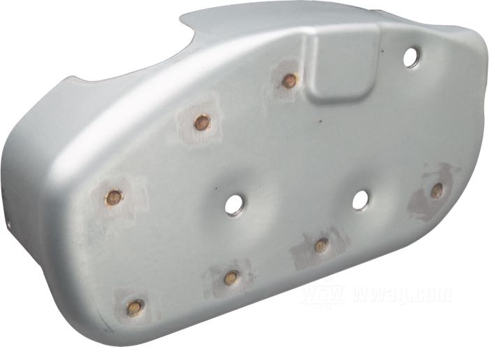 Cover by The Cyclery; for Oil pump; fits V models 1936; steel, primer-coated; replaces OEM HD 740-34; gross weight: 651 g