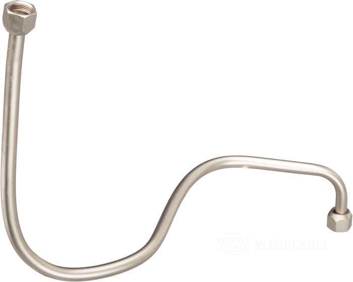 Oil line by Strange Bird; fits IOE models 1915- early 1922; feed; steel, nickel-plated; replaces OEM HD 3571-15; USA; gross weight: 140.2 g