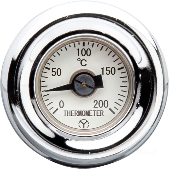 Indicatore temperatura olio; per serbatoi originali e d’accessorio con bocchettone laterale; atto per FL 1970-1984, FX 1971-1985 (ecc. FXST/FLST), FLT 1980-1986, FXR 1982-1983, XLCH 1970-1978; acciaio / gomma / vetro acrilico, cromato, scala Celsius; quadrante: bianco; lunghezza asta (M): 128 mm; rimpiazza OEM HD 62625-70A; peso lordo: 10 g