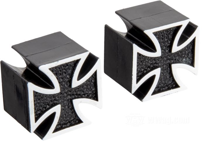 Valve cap »Maltese Cross« by Mooneyes; plastic, black; gross weight: 30 g