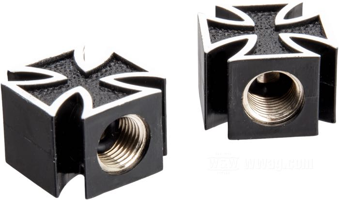 Valve cap »Maltese Cross« by Mooneyes; plastic, black; gross weight: 30 g
