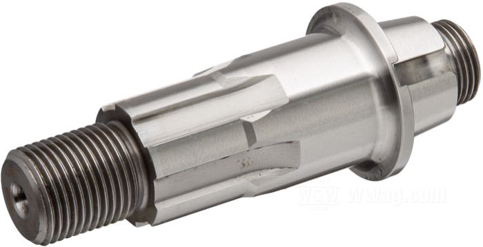 Sprocket shaft by Jims; fits Sportster 1977- early 1981; steel; replaces OEM HD 24000-77; gross weight: 350 g