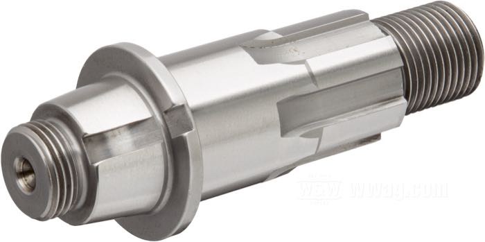 Sprocket shaft by Jims; fits Sportster 1977- early 1981; steel; replaces OEM HD 24000-77; gross weight: 350 g
