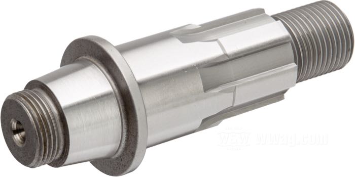 Sprocket shaft by Jims; fits Sportster 1981-1985; steel; replaces OEM HD 24000-80; gross weight: 370 g