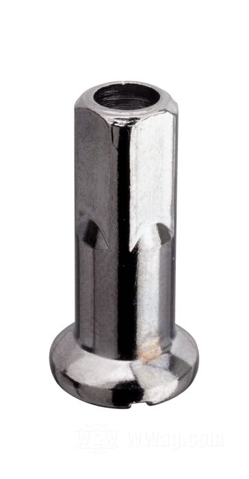 Spoke nipple; stock length; steel, chrome-plated; length: 22 mm; Ø 7.1 mm; thread: 8G-32; gross weight: 5 g