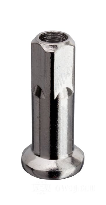 Spoke nipple; steel, chrome-plated; length: 25 mm; Ø 7.1 mm; thread: 8G-32; gross weight: 10 g