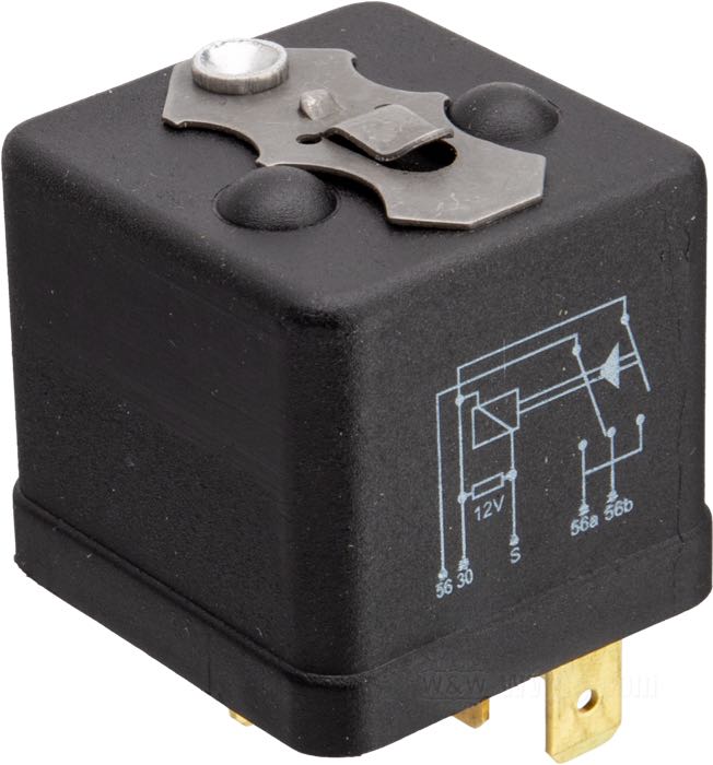 High/low beam relay; brass / plastic / steel; 12 V; 12 A; gross weight: 60 g