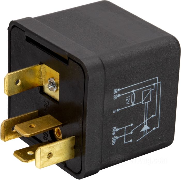 High/low beam relay; brass / plastic / steel; 12 V; 12 A; gross weight: 60 g