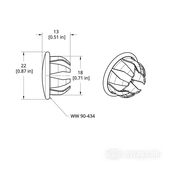 End plug; steel, chrome-plated; outer Ø: 22 mm; inner Ø: 18 mm; gross weight: 10 g