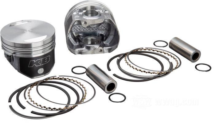 Pistones de KB Performance Pistons; apropiado para Evolution Sportster 1986-2008; aluminio; tamaño: +0.000 ”; Recorrido: 3-13/16 ”; diámetro nominal: 3 ”; 883 cm³; compresión: 9:1; EE. UU.; peso bruto: 900 g