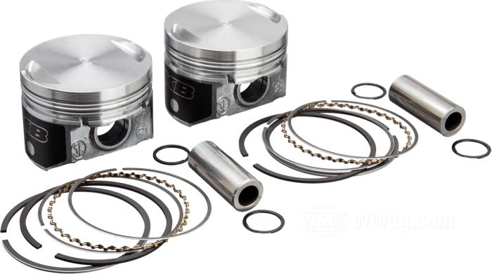 Pistones de KB Performance Pistons; apropiado para Evolution Sportster 1986-2008; aluminio; tamaño: +0.000 ”; Recorrido: 3-13/16 ”; diámetro nominal: 3 ”; 883 cm³; compresión: 9:1; EE. UU.; peso bruto: 900 g