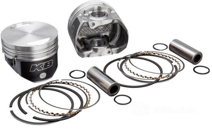 Kolben von KB Performance Pistons; passend für Evolution Sportster 1986-2008; Aluminium; Über-/Untermaß: +0.010 ”; Hub: 3-13/16 ”; Bohrung (Nennmaß): 3 ”; 883 cm³; Kompression: 9:1; USA; Bruttogewicht: 911.6 g