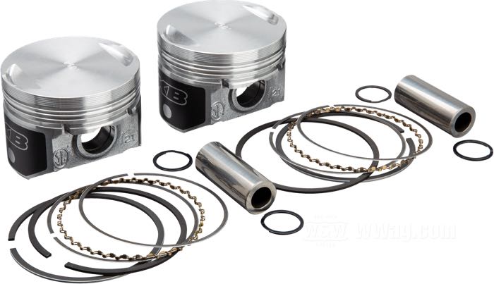 Kolben von KB Performance Pistons; passend für Evolution Sportster 1986-2008; Aluminium; Über-/Untermaß: +0.010 ”; Hub: 3-13/16 ”; Bohrung (Nennmaß): 3 ”; 883 cm³; Kompression: 9:1; USA; Bruttogewicht: 911.6 g