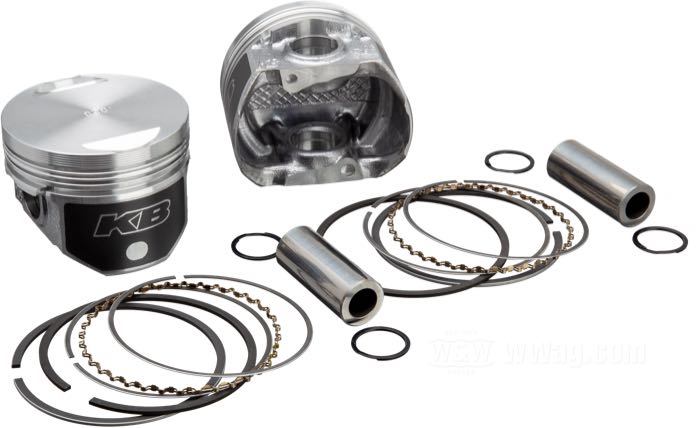 Kolben von KB Performance Pistons; passend für Evolution Sportster 1986-2008; Aluminium; Über-/Untermaß: +0.020 ”; Hub: 3-13/16 ”; Bohrung (Nennmaß): 3 ”; 883 cm³; Kompression: 9:1; USA; Bruttogewicht: 912.4 g