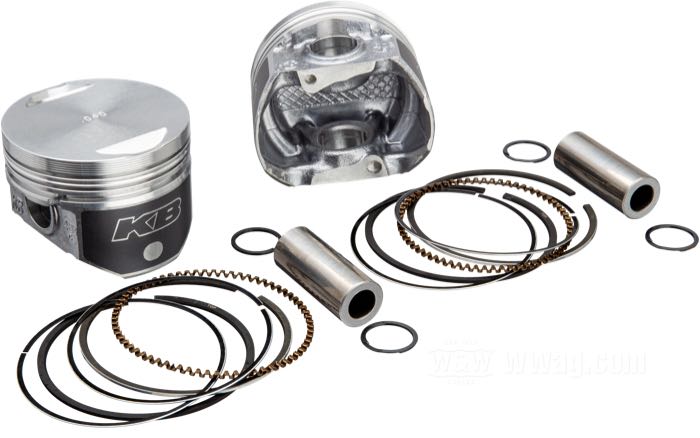 Pistones de KB Performance Pistons; apropiado para Evolution Sportster 1986-2008; aluminio; tamaño: +0.040 ”; Recorrido: 3-13/16 ”; diámetro nominal: 3 ”; 883 cm³; compresión: 9:1; EE. UU.; peso bruto: 925.8 g