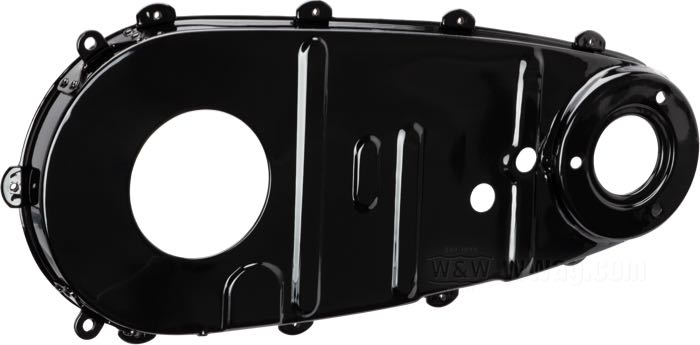 Cache primaire intérieur de Paughco; adaptable à Big Twin OHV 1936, toutes Big Twins 1937-1954; tôle d'acier, noir, finition époxy; remplace OEM HD 60620-36; poids brut: 1.03 kg