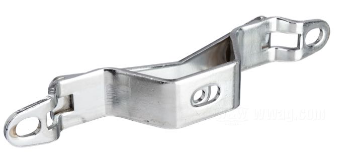 Supporto motore di Strange Bird; atto per Knucklehead 1940-1947; acciaio, cromato; Punto installazione: superiore; rimpiazza OEM HD 16853-38; peso lordo: 378 g