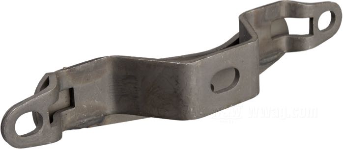 Supporto motore di Strange Bird; atto per Knucklehead 1938-1939; acciaio, nero, parkerizzato; Punto installazione: superiore; rimpiazza OEM HD 2806-38A; peso lordo: 386 g