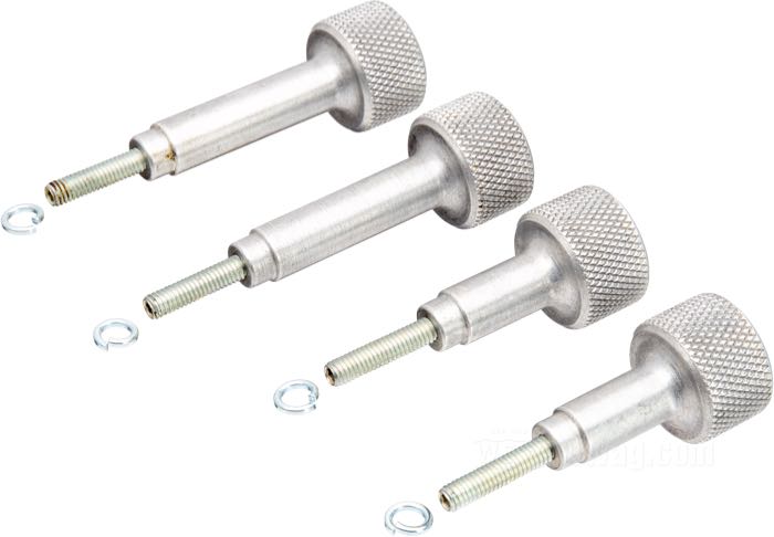 Vite di Bates; per Vaschetta del gallegiante; per carburatori CV 1988→; alluminio, finitura a macchina, lunghezze: 2 x 48.5 mm, 2 x 33.5 mm; per carburatori CV; filettatura: M4; Germania; peso lordo: 67 g
