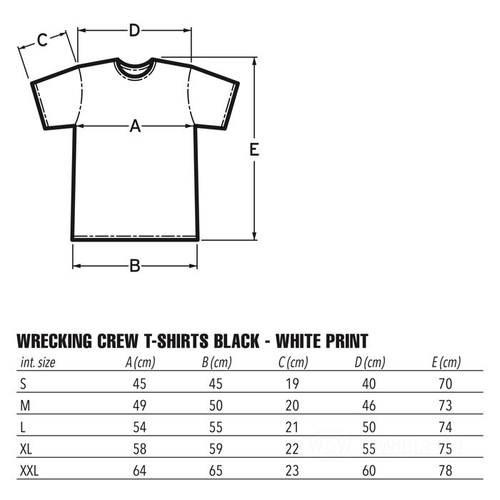 T-shirt de Wrecking Crew; coton 200 g/m², noir; taille: S; poids brut: 187 g