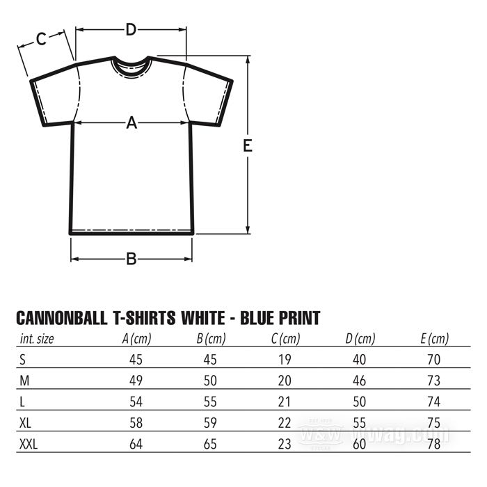 T-Shirt von Cannonball; Baumwolle 200 g/m², weiß; Größe: S; Bruttogewicht: 167.2 g