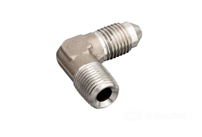 Fitting by Goodridge; stainless steel, 90°; connection thread: JIC 37°-3→1/8”-27 NPTF; gross weight: 20 g