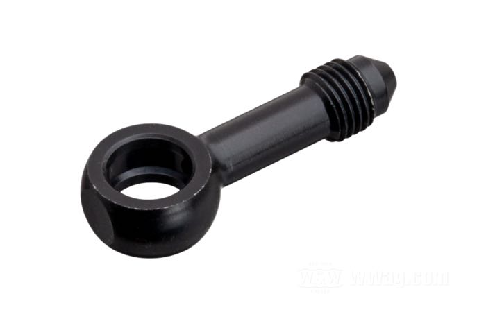 Fitting by Goodridge; aluminum, black, anodised, straight; Ø 3/8”; connection thread: JIC 37°-3→banjo; gross weight: 10 g