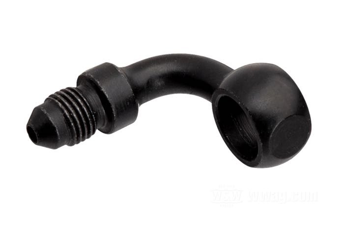 Raccord de Goodridge; acier, noir, parkerisé, 90°; Ø 7/16”; filet raccord: JIC 37°-3→banjo; poids brut: 20 g