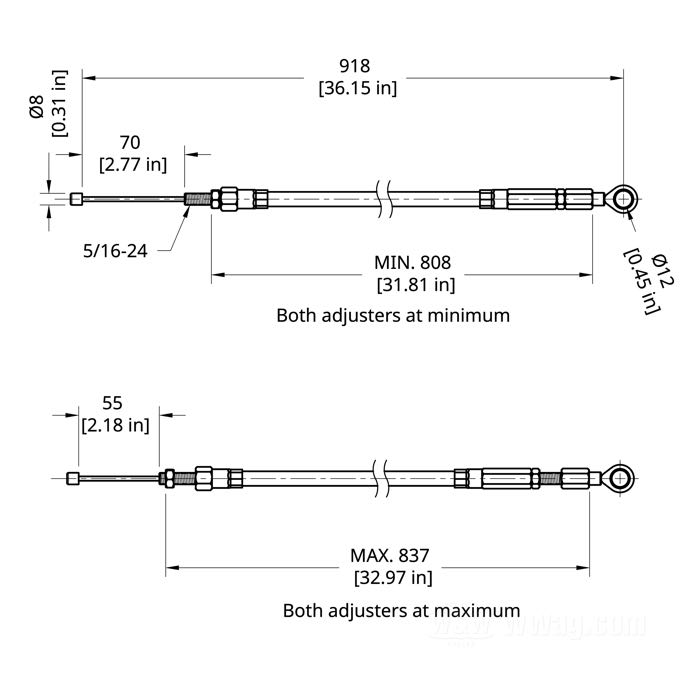 Clutch cable; for Jockey Shift Kits Softail 1989-1999; fits Softail 1989-1999; steel, black vinyl; length: 94 cm; gross weight: 305.8 g
