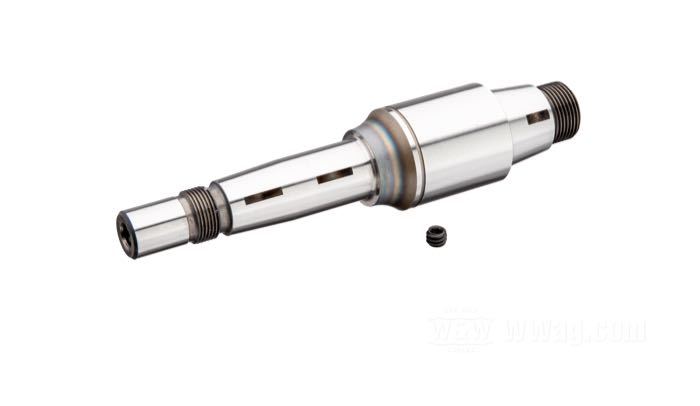 Pinion shaft by Jims; for S&S flywheels →1999; fits Big Twin Evolution 1987-1989; steel; replaces OEM HD 24006-87; gross weight: 480 g