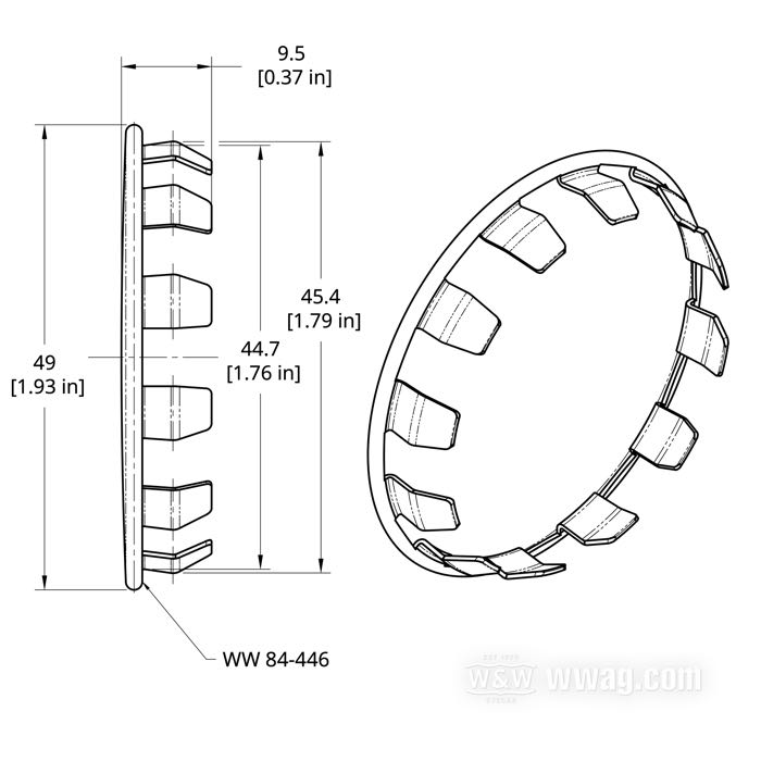 End plug; steel, chrome-plated; outer Ø: 49 mm; inner Ø: 45 mm; replaces OEM HD 68222-06; gross weight: 12.8 g