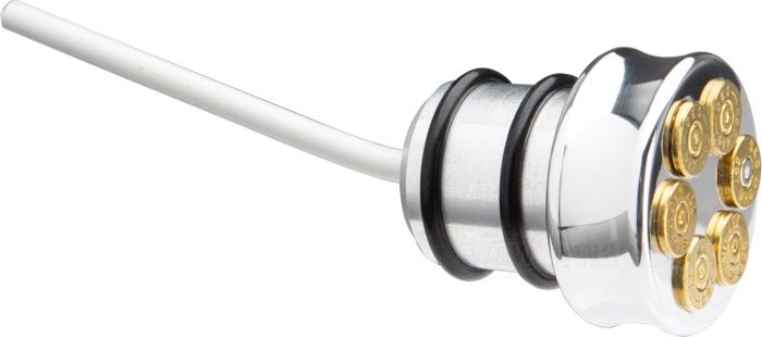 Bouchon de remplissage »Bullet« de CPV; pour Bac à huile; pour tubulure de remplissage 1-1/4”; adaptable à Softail Evolution; avec jauge; aluminium, poli; Europe; poids brut: 150 g
